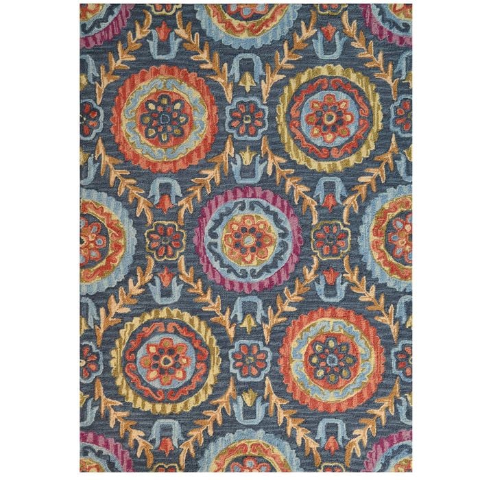 Designer Handmade Wool Rug-Vine 6266-Smoke/Blue-160x230cm