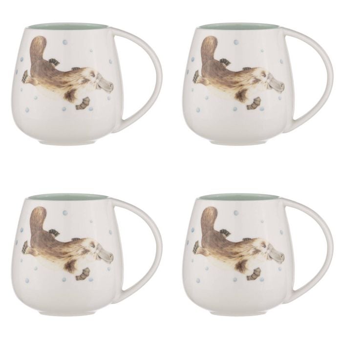 4PK Ashdene Bush Buddies Platypus Snuggle 500ml Mug - White