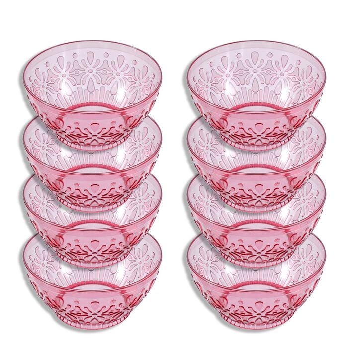 8PK Lemon & Lime Floral Deco 24cm Serving Plastic Bowl - Assorted