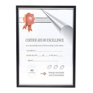 Unigift Certificate Glass Picture Photo Frame A3 29.7x42cm Black/Silver