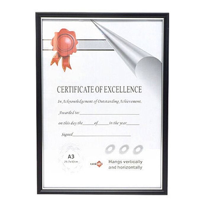 Unigift Certificate Glass Picture Photo Frame A3 29.7x42cm Black/Silver