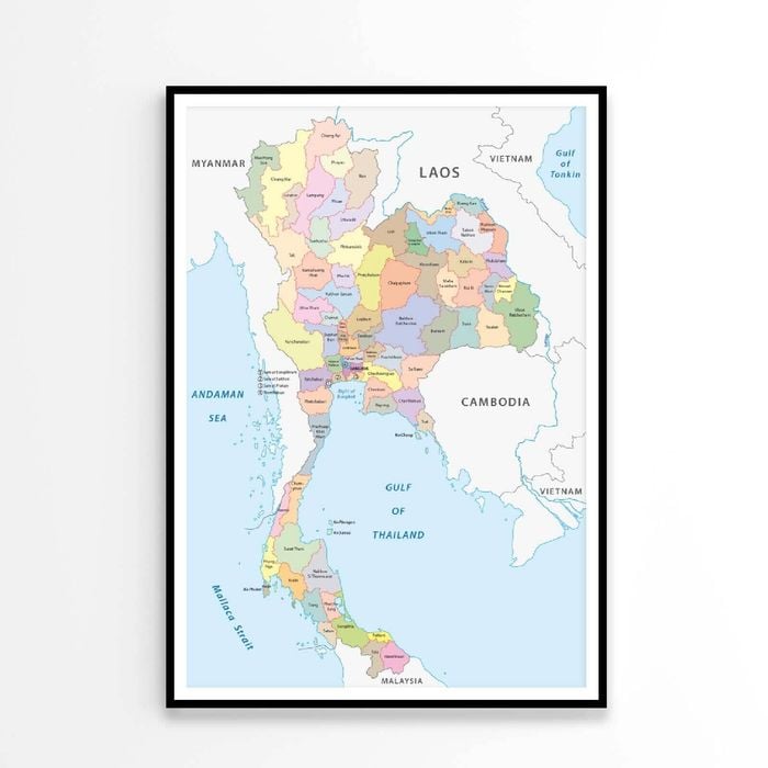 Thailand Administrative Map  Print 100% Australian Made 90x120cm  (Poster)