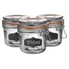 Argon Tableware 6x Glass Storage Jar & Labels Set - 350ml/12.3oz 4 Colour Seal Airtight Kitchen Storage Container Preserving Jar