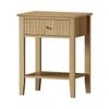 Oikiture Bedside Table One Drawer Open Shelf Natural