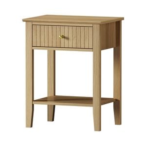 Oikiture Bedside Table One Drawer Open Shelf Natural