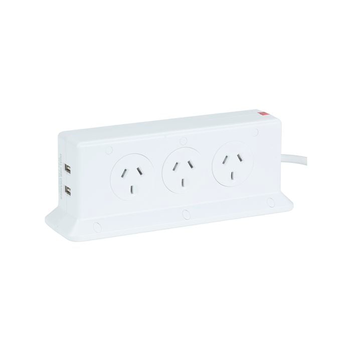 Arlec 6 Outlet Space Saving Powerboard With 2.4A USB Charger