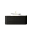 Attica 1200mm Black Oak Bentwood Curved Vanity with Pure White Stone Top