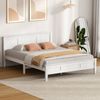 Oikiture Double Wooden Bed Frame with Slatted Base Headboard Pine Timber White