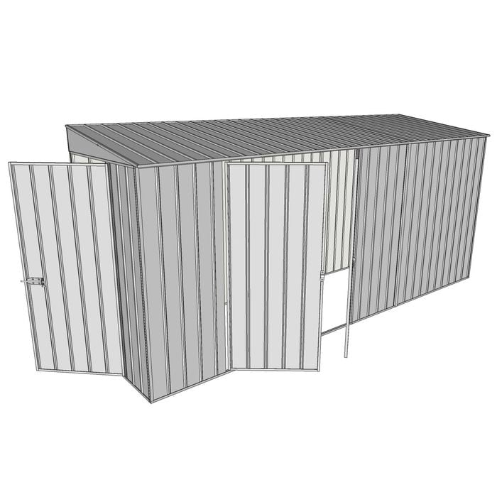 Build-A-Shed 1.2 x 4.5 x 2.0m Tunnel Shed Tunnel Hinged Door with Double Hinged Doors - Zinc