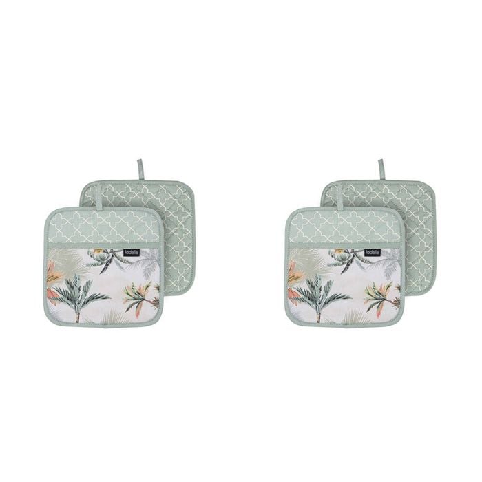 2x 2pc Ladelle Panama Pot Holder Heat-Resistant Pad/Mitt Reusable/Washable