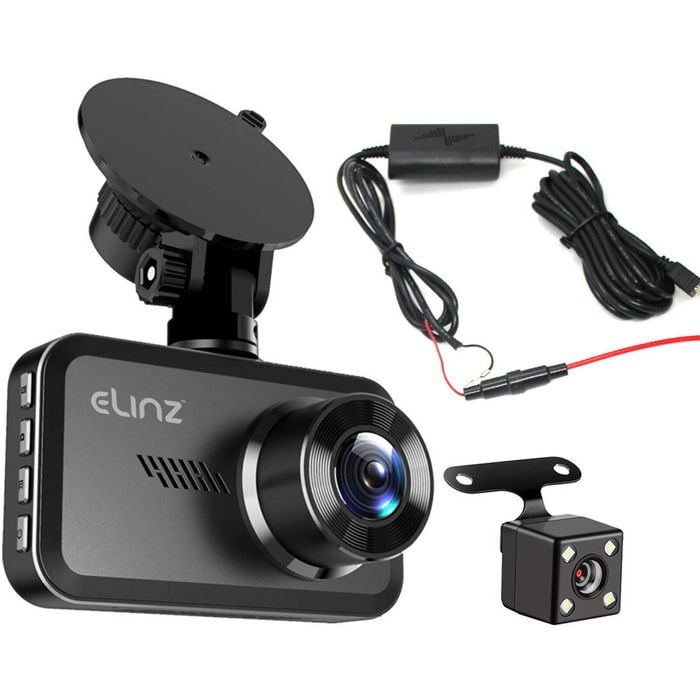 Elinz Car Dash Camera 3" HD 1080P FHD DVR Recorder Front Rear Dual Cam Hardwire Kit