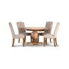Gloriosa 5pc Dining Set 135cm Round Table 4 Beige Chair Mango Wood - Honey Wash