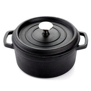 SOGA 24cm Black Cast Iron Stewpot with Lid – 3.6L