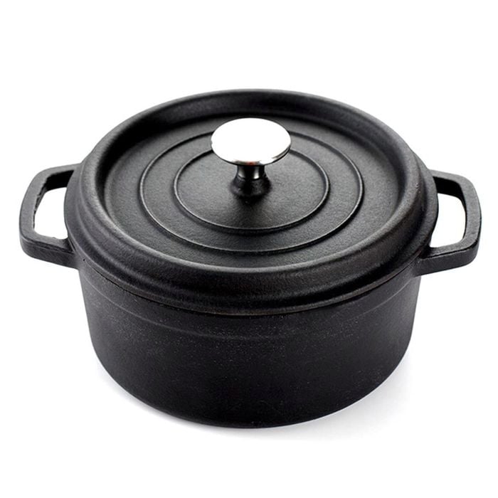 SOGA 24cm Black Cast Iron Stewpot with Lid – 3.6L
