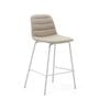 Zunilda stool in beige chenille and steel with matt white finish height 65 cm