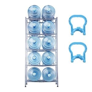 VEVOR 5-Tier Water Jug Holder Black with Double Row Rack 10 Bottles