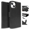Tough On for Apple iPhone 16e / iPhone 15 Case Magnetic Detachable Leather Black