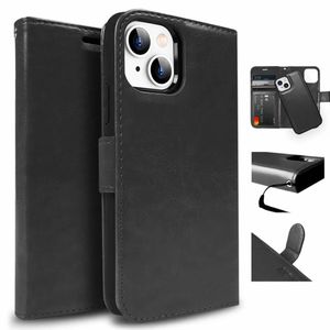 Tough On for Apple iPhone 16e / iPhone 15 Case Magnetic Detachable Leather Black