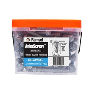 Ramset 10 x 100mm Galvanised AnkaScrew - 100 Pack
