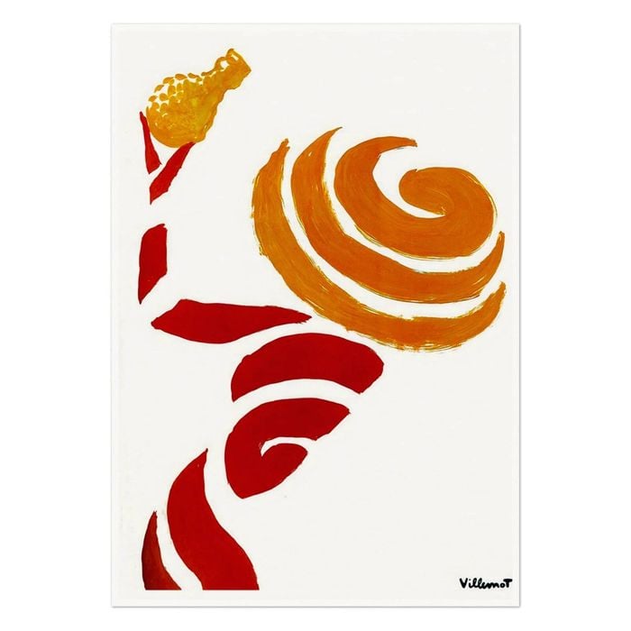 Galrie Bernard Villemot Orange Swirl Abstract Art Print for Modern Decor, Poster Only, A4 21 x 30cm (8 x 12inch)