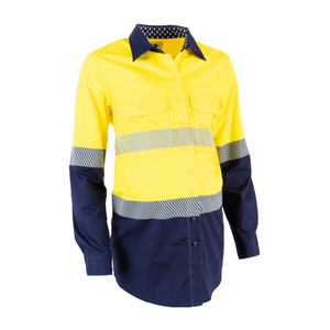 COgear Womens Yellow/Navy Mae Hi Vis Maternity Work Shirt -  Size 22