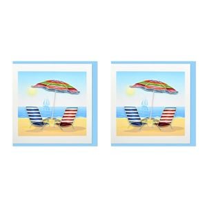 2x Boyle Handmade Paper Quilled 15x15cm Gift Greeting Card Beach Chairs