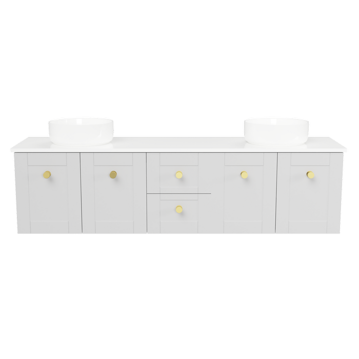 New England Joinery 1800mm Diadem Double Basin SilkSurface Top Wall Hung Vanity