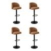 Levede 2pcs PU Leather Bar Stools - Brown