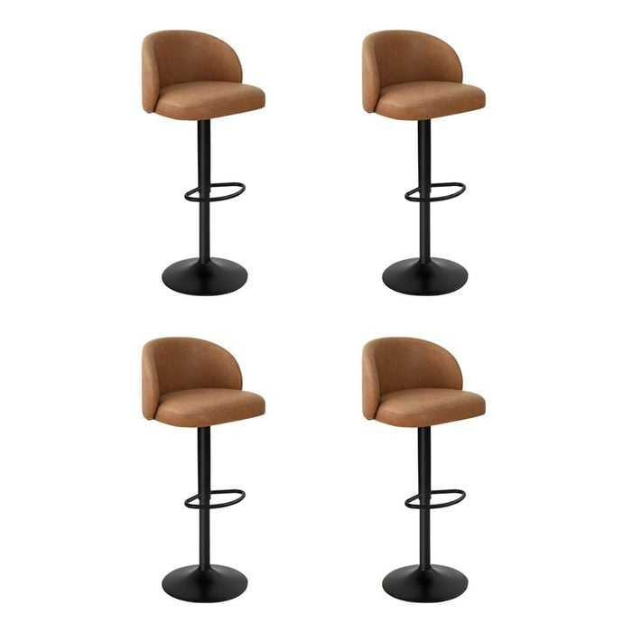 Levede 2pcs PU Leather Bar Stools - Brown