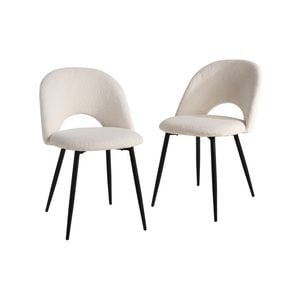 Oikiture 2PC Dining Chair Sherpa White