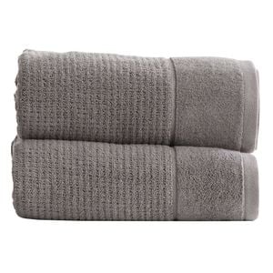 2pk Renee Taylor Cambridge 650gsm Textured 80x160cm Bath Sheet - Fossil