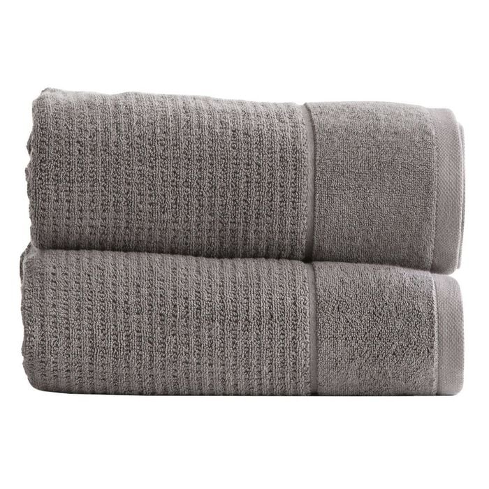 2pk Renee Taylor Cambridge 650gsm Textured 80x160cm Bath Sheet - Fossil