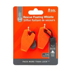 2pc SOL 2Pc Rescue Whistle Dual Tone Loud Floating Weatherproof Orange Lanyard