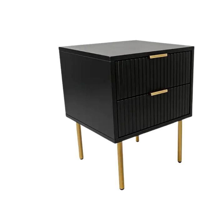 2-Drawer Bedside Table Black