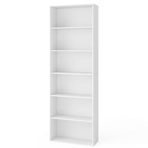 Costway 6-tier Open Bookcase 178cm Display Shelf Storage Organizer White
