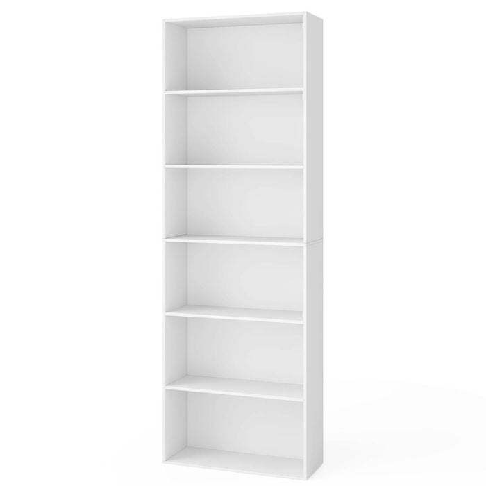 Costway 6-tier Open Bookcase 178cm Display Shelf Storage Organizer White