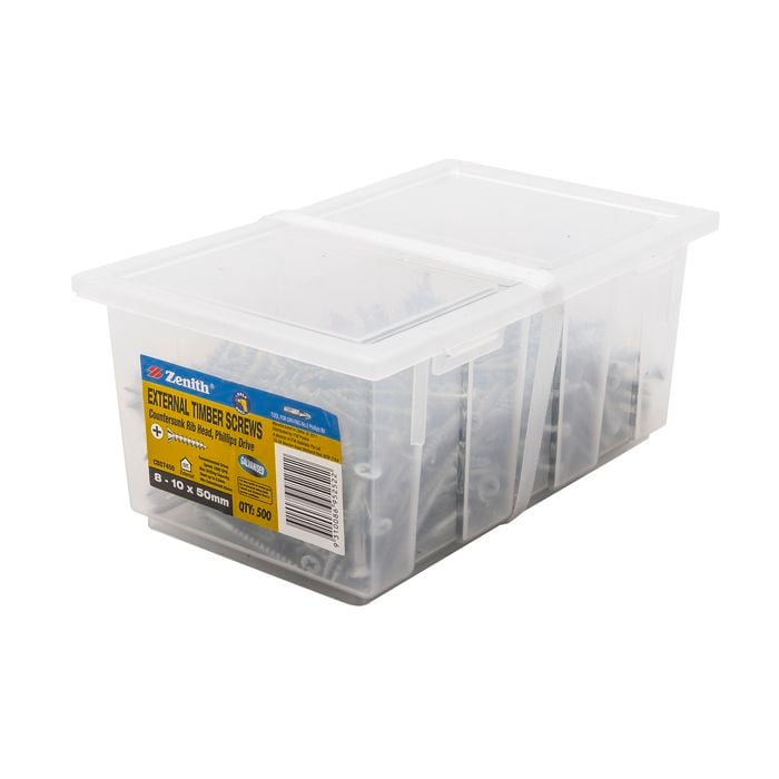 Zenith 8 - 10 x 50mm Galvanised Countersunk Rib Head Timber Screws - 500 Pack