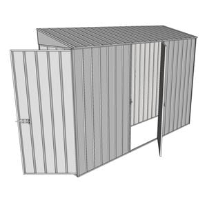 Build-a-Shed 0.8 x 3 x 2m Hinged Door Tunnel Shed With Single Hinged Side Door - Zinc
