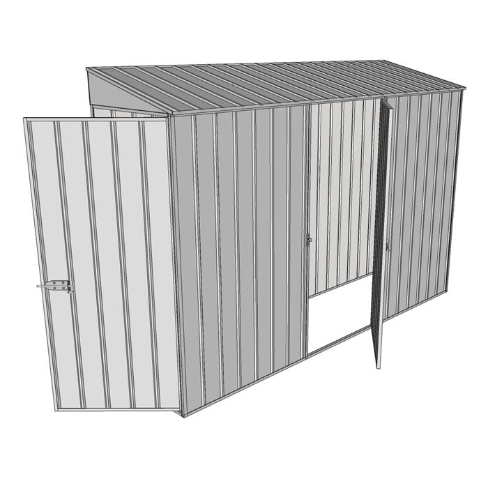 Build-a-Shed 0.8 x 3 x 2m Hinged Door Tunnel Shed With Single Hinged Side Door - Zinc