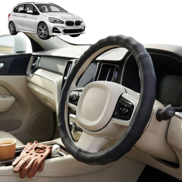 Australian Goose Steering Wheel Cover for BMW 2 Series 2014 - 2020 (F45 Active Tourer) Circle Black