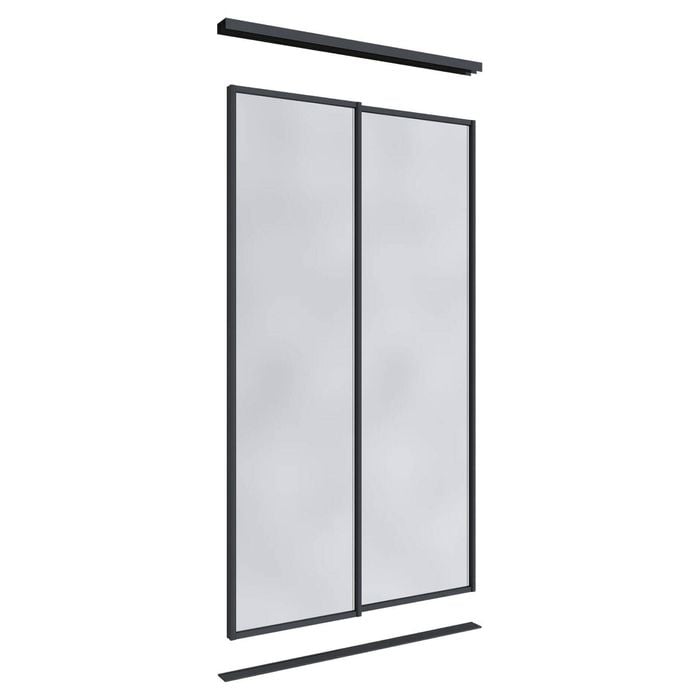 Lugna 2100 x 1200mm Black Mirror Wardrobe Double Sliding Doors