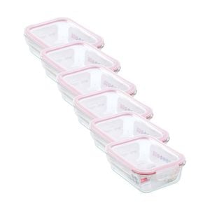 6PK Lemon and Lime Yorkshire Glass Rectangle Clip Seal Container 1L Food Safe