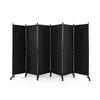 Costway 6-panel Folding Room Divider 1.72m Rolling Privacy Screen W/wheels - Black