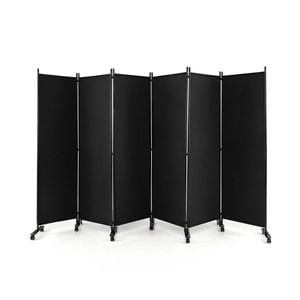 Costway 6-panel Folding Room Divider 1.72m Rolling Privacy Screen W/wheels - Black