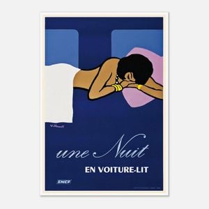Galrie Vintage French National Railways Sleeper Car Travel Poster for Home Decor, Poster Only, 70 x 100cm (28 x 40inch)