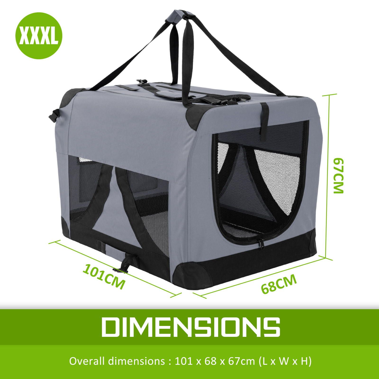 Paw Mate Grey Portable Soft Dog Cage Crate Carrier XXXL Bunnings Australia