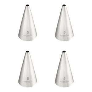 4x Mondo Stainless Steel #5 Round Piping Tip Icing Cake Decorating Nozzle Silver