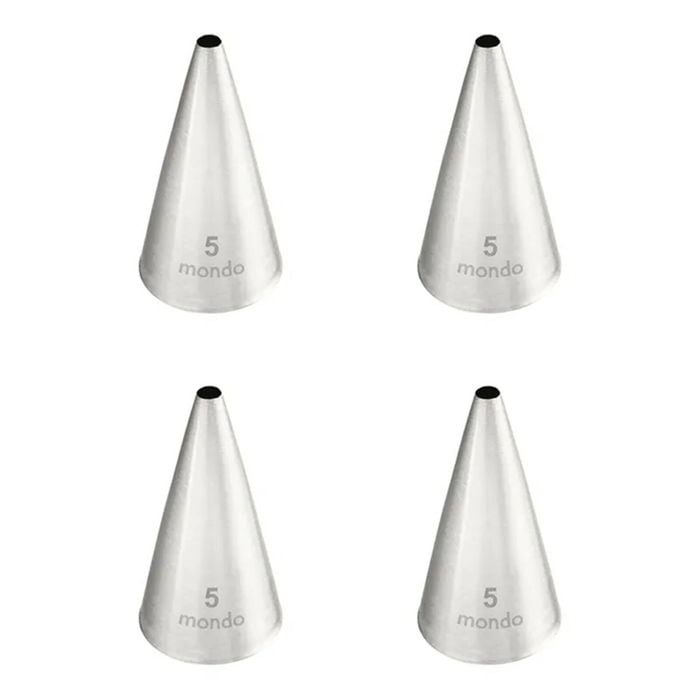 4x Mondo Stainless Steel #5 Round Piping Tip Icing Cake Decorating Nozzle Silver