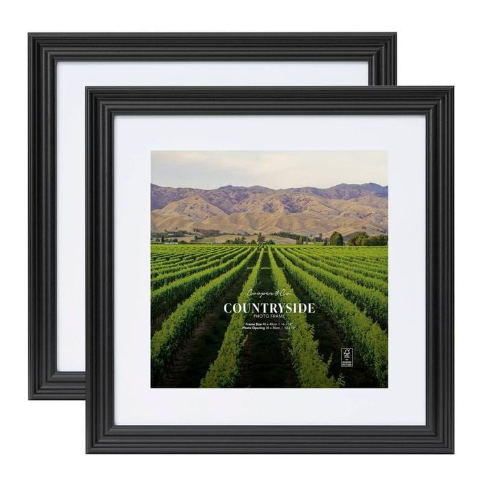 Cooper & Co. Set of 2 40x40cm Mat to 30x30cm Countryside Photo Frame Black