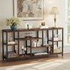 OAKORY 180cm Industrial Console Table with Shelves in Rustic Brown & Black